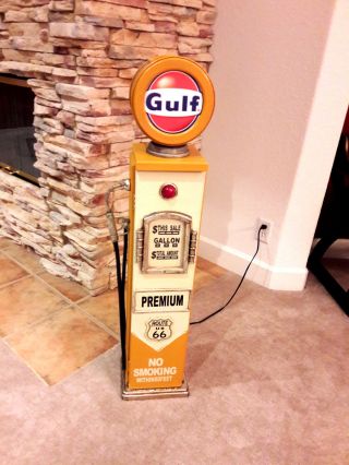42 " Gulf Route 66 Gas Pump Cabinet With Light.  Mancave/gameroom.