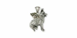 German Shepherd Angel Pendant Jewelry Sterling Silver Handmade Dog Pendant Gs8 - A