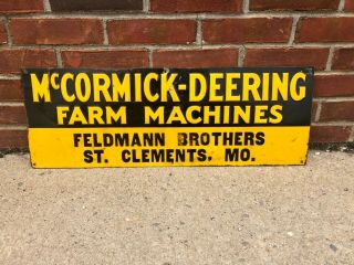 Mccormick Deering Machines Tin Embossed Sign Farm Ag Gas Oil