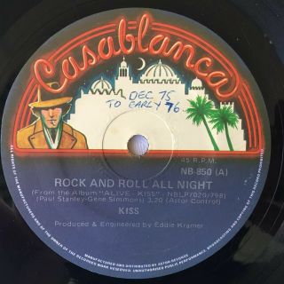 Kiss - Rock And Roll All Night (nite) Misprint Labels - Oz 1976 7 " 45 - Ex