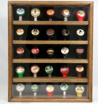 Custom Made Beer Tap Ball Knob Handle Wood Display Case Cabinet Shadow Box