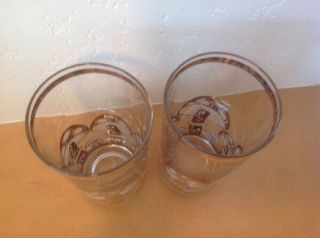 Vintage Culver Mushroom Gold Highball Glasses Set Of 2 Mid Century Barware MCM 2