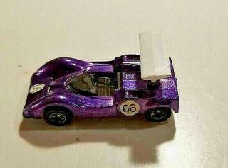 1969 Mattel Hot Wheels Chaparral 2g (red Line) Purple Usa W/wing Beauty