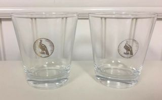 Wild Turkey Bourbon Gold Etched Whiskey Rocks Lowball Glasses Set Of 2 Vintage