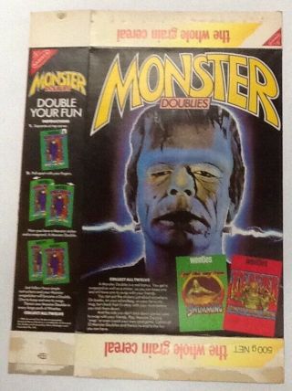 Monster Doubles Cereal Box Nabisco Weeties Australian Issue 1982