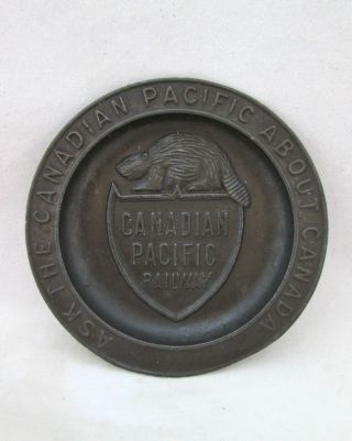Vintage Canadian Pacific Railway Advertising Cast Metal Tip Dish C1910