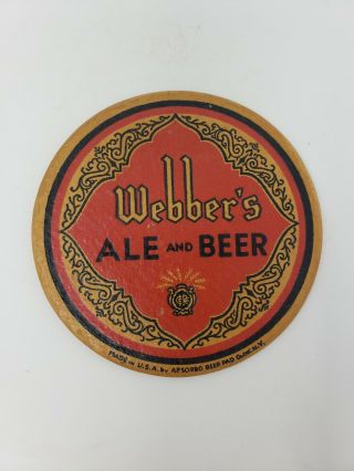 Webbers Beer And Ale Coaster - Ohio 1930’s 4 Inch Absorbo Coaster Co.