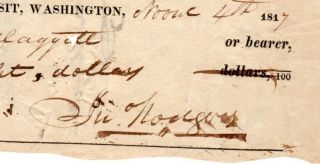 1817,  Commodore John Rodgers,  Hero of the War of 1812,  hand signed bank check 2