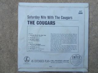 SATURDAY NIGHT WITH THE COUGARS - PARLOPHONE GEP 8886 (RARE 60 ' S BEAT E.  P) EX VINYL 2
