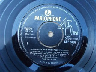 SATURDAY NIGHT WITH THE COUGARS - PARLOPHONE GEP 8886 (RARE 60 ' S BEAT E.  P) EX VINYL 3