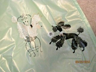 1950 ' s - 60 ' s LT Green SHOWER CURTAIN w/BLACK & WHITE POODLE DESIGN - Made in Canada 3