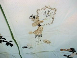 1950 ' s - 60 ' s LT Green SHOWER CURTAIN w/BLACK & WHITE POODLE DESIGN - Made in Canada 4