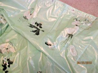 1950 ' s - 60 ' s LT Green SHOWER CURTAIN w/BLACK & WHITE POODLE DESIGN - Made in Canada 6