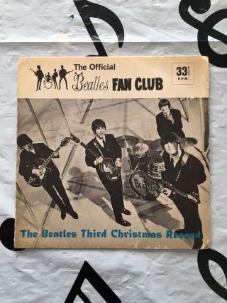 The Beatles 3rd Christmas Record Fan Club Flexi Disc 7” Rare 1965