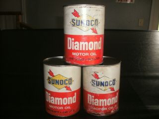 ⚡original Vintage Sunoco Diamond 20w Motor Oil 1 Qt Cardboard Full Can