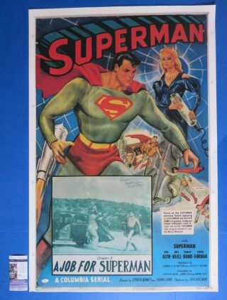 Kirk Alyn Signed Superman Chapter 5 Poster W Inscription 27x41 Jsa L69221