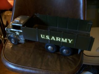 VINTAGE 1950 ' S Marx Lumar U.  S.  Army Transport Truck Pressed Steel 4