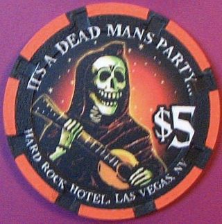 $5 Casino Chip.  Hard Rock,  Las Vegas,  Nv.  Halloween 1998.  Ltd 5000.  Hr02.