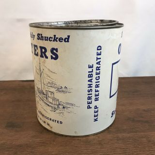 Freshly Shucked Oyster Tin Can One Gallon J M Booth Seafood Co.  Kilmarnock,  VA 3