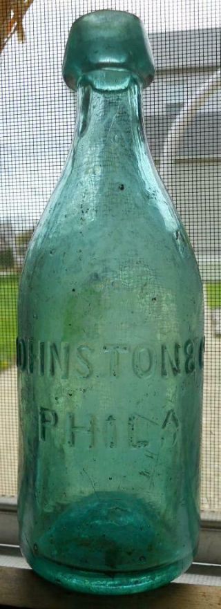 Iron Pontil Johnston Philadelphia Short Pony Soda Bottle Dug No Tumble