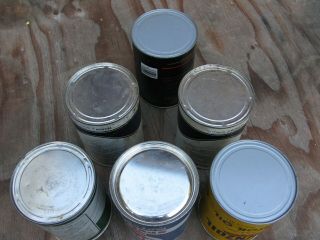 Vintage Oil Cans x6 One Quart Composite RPM Quaker State Pennzoil Havoline Empty 4