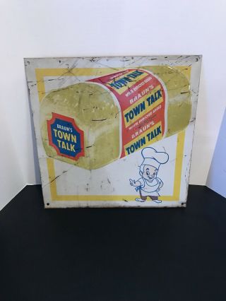 Vintage Tin Braun’s Town Talk Bread Advertising Sign
