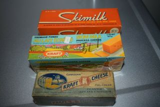 Antique Trio Of Cheese Box Advertising Kraft & Bonus 1931 Kraft Booklet
