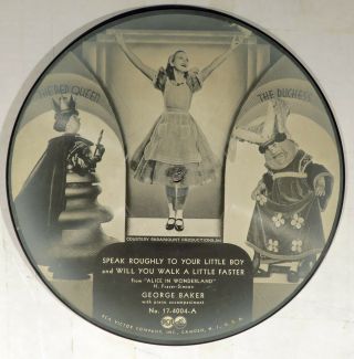 78 Rpm - George Baker,  Victor 17 - 4004,  Alice In Wonderland Picture Disc,  E - 1933