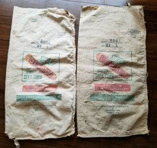 2 Vintage Dekalb Seed Corn Sack Bag Flying Ear Farm