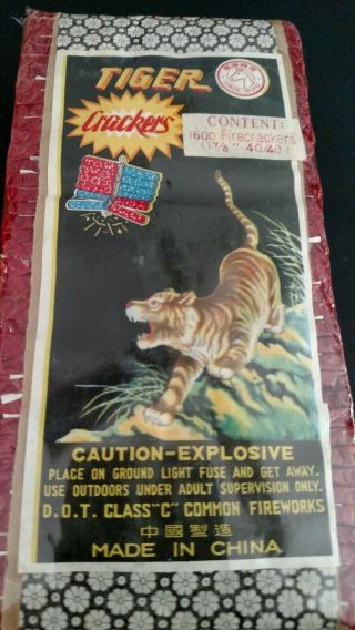 Vintage Fireworks Label Tiger Crackers Horse Brand Brick Lady Fingers