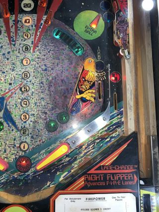 Firepower Pinball Machine Williams Coin Op Arcade 1980 8