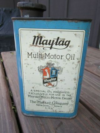 Vintage Maytag Multi - Motor Oil Empty Metal 1qt Can - Newton,  Iowa