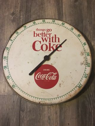 Vintage 12” Coca Cola Thermometer (not) Oil.  Gas.  Soda.  Clock.  Sign.