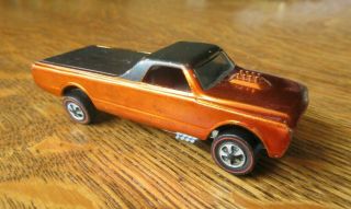 Vntg 1968 Redline Hot Wheels Car Custom Fleetside Copper Orange W/dark Interior