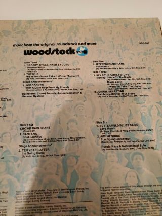 1970 Woodstock 3 Record Set SD3 - 500 Cotillion Records Vinyl LP Album,  Hendrix etc 8