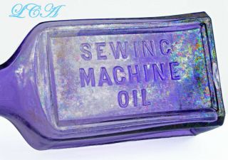 Scarce Early Antique Sewing Machine Oil Bottle Deep - Dark Purple & Crude