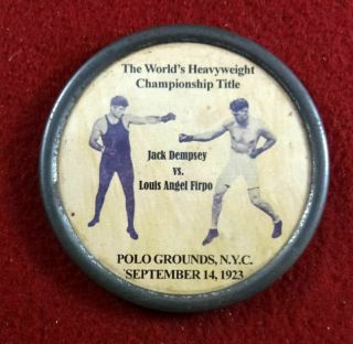 Old Sep 14,  1923 Championship Dempsey - Firpo Advertising Pocket Mirror