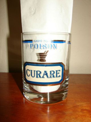 Vintage Mid - Century Modern Name Your Poison Glass Tumbler Curare Neiman Marcus