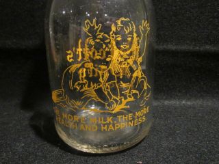 Vintage Wolcott ' s Dairy Brocton NY RPQ Milk Bottle 2 Babies with Bottles Orange 4