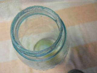 Half Gallon Blue Aqua Keystone Patent 1858 Mason Fruit Canning Jar Amber Swirl 6