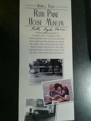 Ruth Hyde Paine Authentic Hand Signed Flyer - John F Kennedy Assassination - Rare