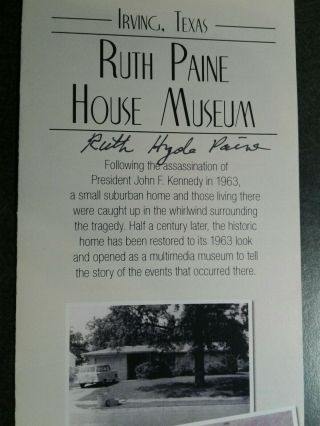 Ruth Hyde Paine Authentic Hand Signed FLYER - John F Kennedy Assassination - RARE 2