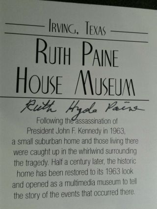 Ruth Hyde Paine Authentic Hand Signed FLYER - John F Kennedy Assassination - RARE 3