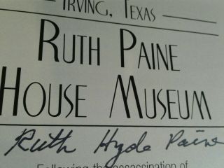 Ruth Hyde Paine Authentic Hand Signed FLYER - John F Kennedy Assassination - RARE 4