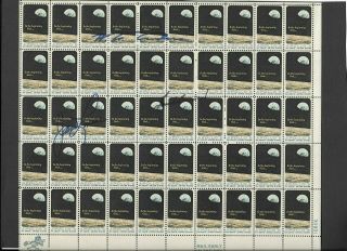 U.  S.  1371 Apollo 8 Issue Full Sheet Of 50 Signed By All 3 Apollo 8 Astronauts