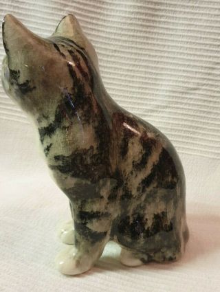 Early 1970 ' s Jenny Winstanley Pottery Cat with glass eyes 4