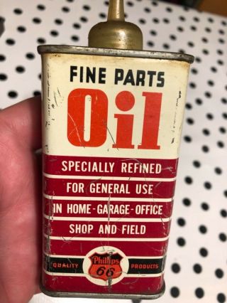 Vintage Oil Can Phillips 66 Fine Parts Oil Empty 4 Oz Tim