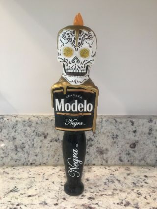 Nib Modelo Negra Cerveza Sugar Skull Day Of The Dead Beer Tap Handle