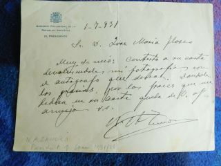 N A Zamora President Of Spain Rare Signed Letter