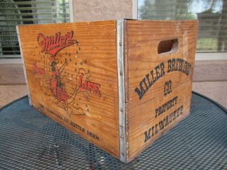 Vintage 1940s 1950s Miller Beer Bottle Wood Crate,  Advertising Case 2